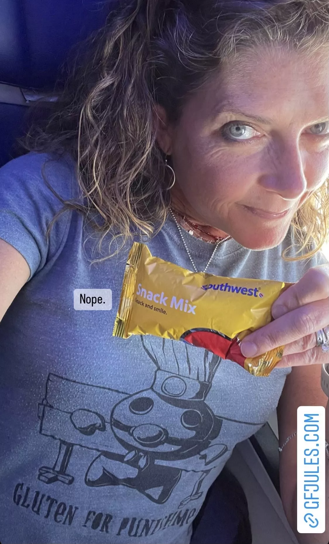 jules with airplane snacks Gluten free recipes gfJules with the