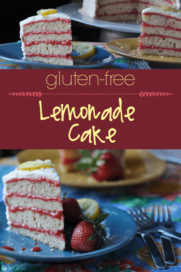 When life gives you lemons, I say, make some Gluten Free Lemonade CAKE! This recipe will cheer you up even on the rainiest of days!