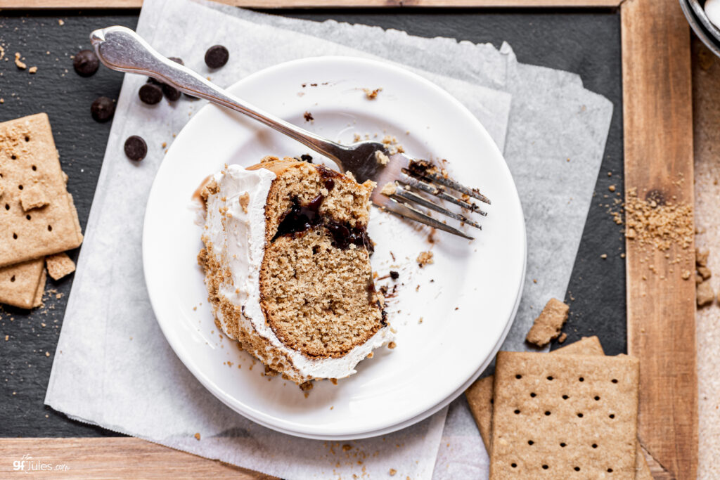 gluten free s'mores cake slice