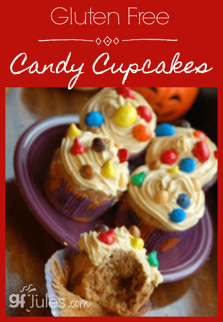 These gluten-free Candy Cupcakes are your answer to the annual quandary: Halloween has come and gone, but what to do with all that candy??!