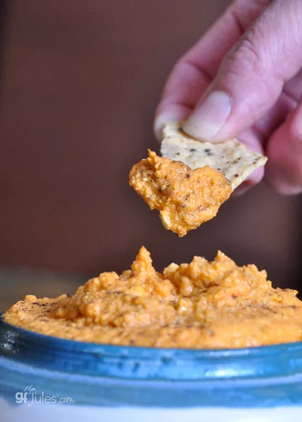 pumpkin hummus with chip