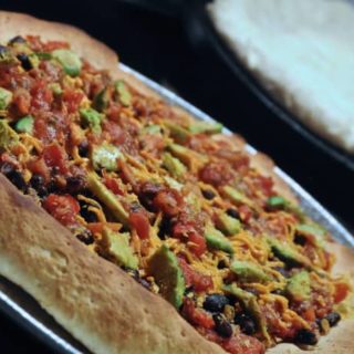 Mexican pizza made with gfJules gluten free pizza crust mix
