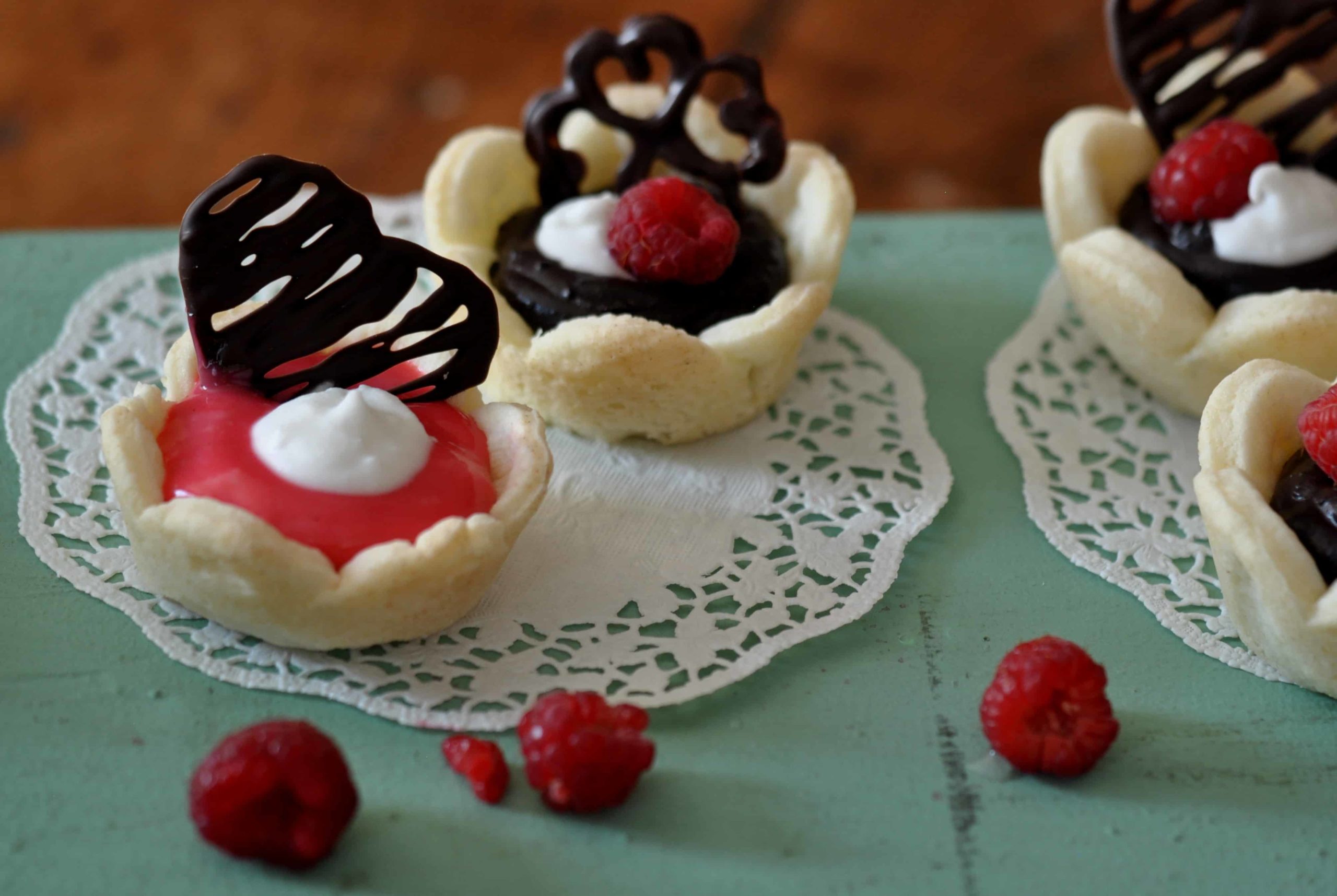 gluten free sugar cookie cups with dark chocolate mousse