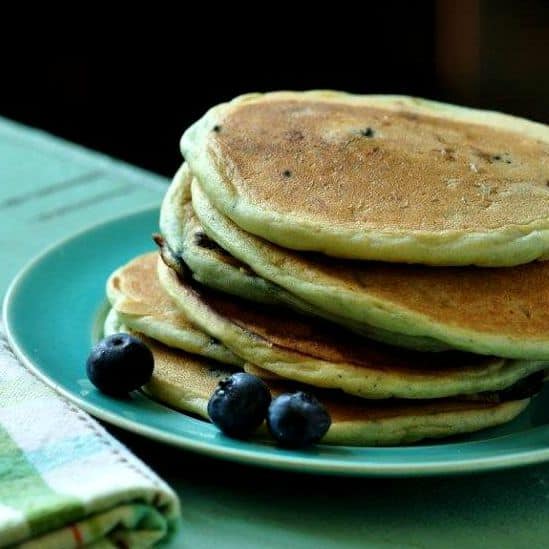 gluten free pancake stack blueberry square