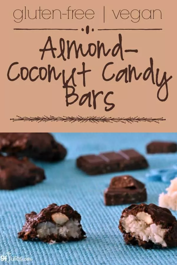 Gluten Free, Vegan Almond-Coconut Candy Bars by gfJules are a great alternative to Almond Joys