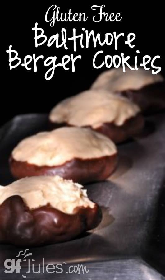 Berger Cookies are delicious treats that are famously Baltimore, and elicit oohs and ahs when mentioned in the company of anyone who has ever had one. I have invented a gluten-free, dairy-free Berger Cookiethat is purple to cheer on the home team!