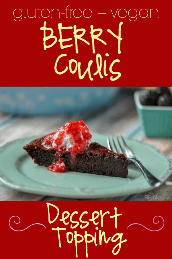 This berry coulis dessert topping by gfJules is a wonderful one to keep on hand as the extra something special to top your favorite gluten free desserts!