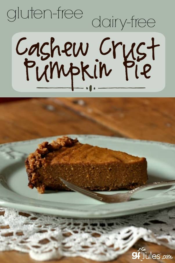 Cashew Crust Gluten Free Pumpkin Pie Recipe makes your favorite pie even easier! | gfJules