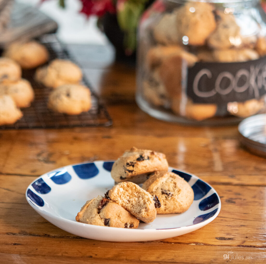 Gluten Free Raisin Drop Cookies with cookie jar