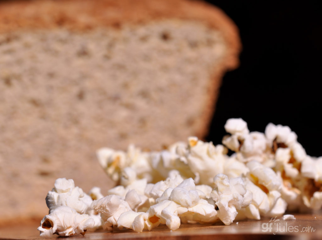 gluten free popcorn bread with popcorn