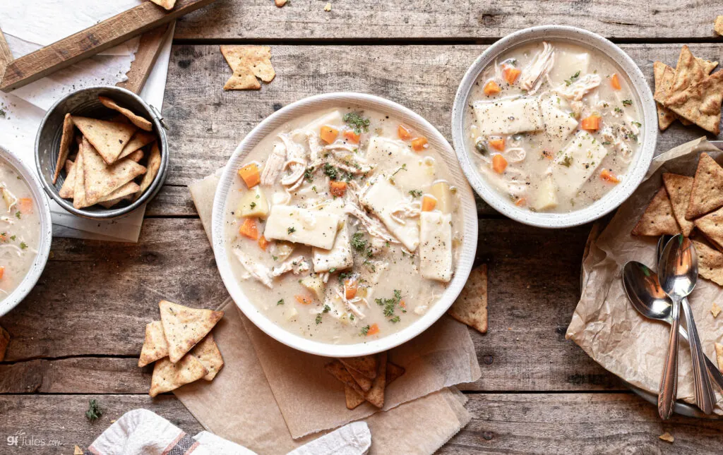 gluten free chicken and dumplings 2 bowls