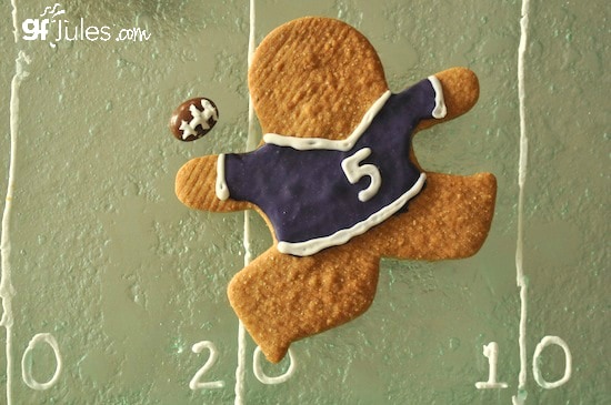 Gluten Free Football player cookie throwing ball