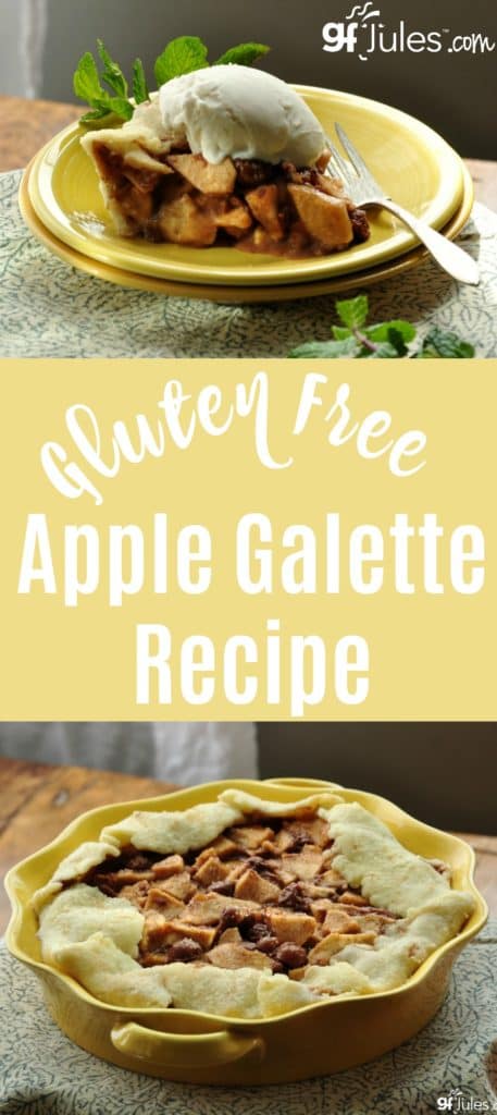 a gluten free Apple Galette the easy way, by using a pie dish to help hold the pastry and the juices in place.