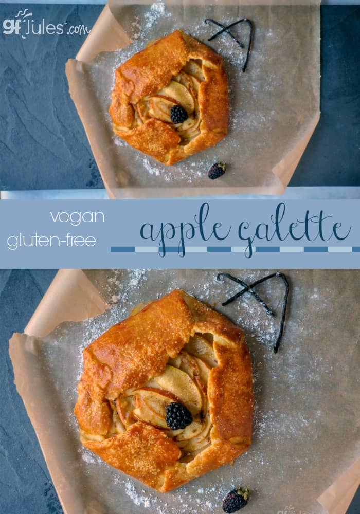 Gluten Free Apple Galette, made with light, tender and flaky homemade gfJules gluten free pie crust. It's the easiest way to make a gorgeous & impressive pie without a lot of effort gfJules