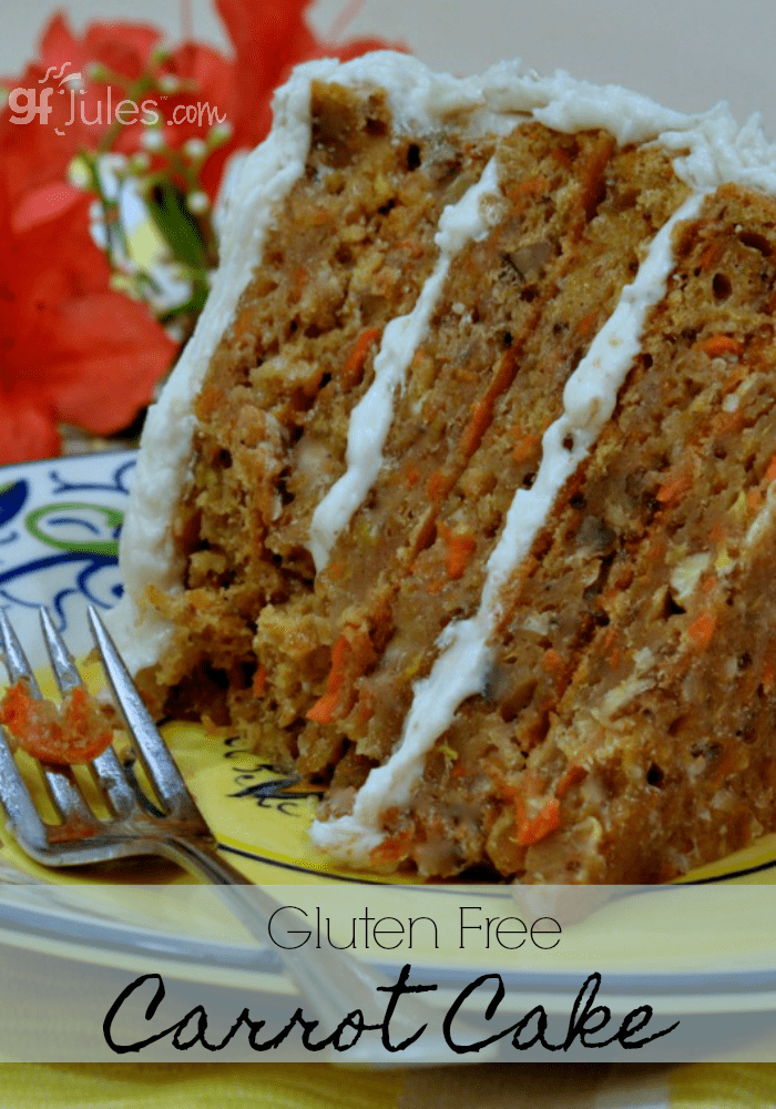 Looking for a great carrot cake recipe? You'll love this fruit-filled delectable concoction, Gluten Free Carrot Cake. ~GfJules.com