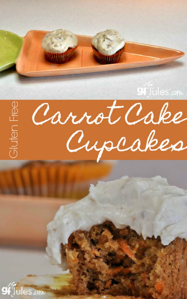 These Gluten Free Carrot Cake Cakes are so moist and full of fruit and flavor, not fat. You'll love the healthier version of this traditional favorite!