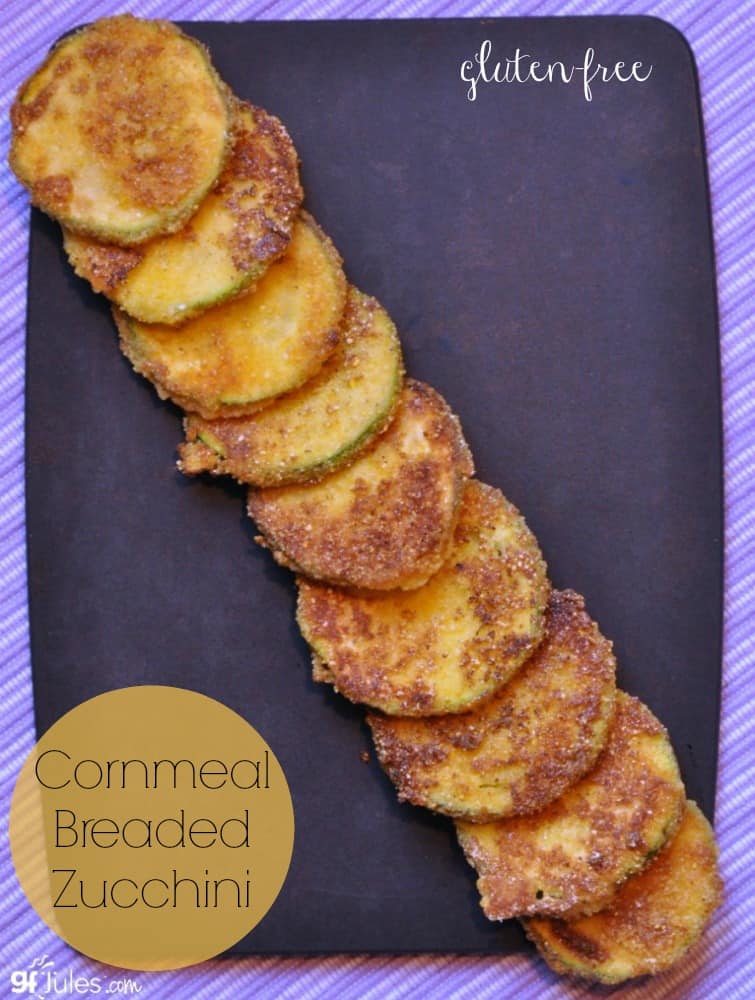 Gluten Free Cornmeal Breaded Zucchini - southern style side dish that will please all palates! | gfJules