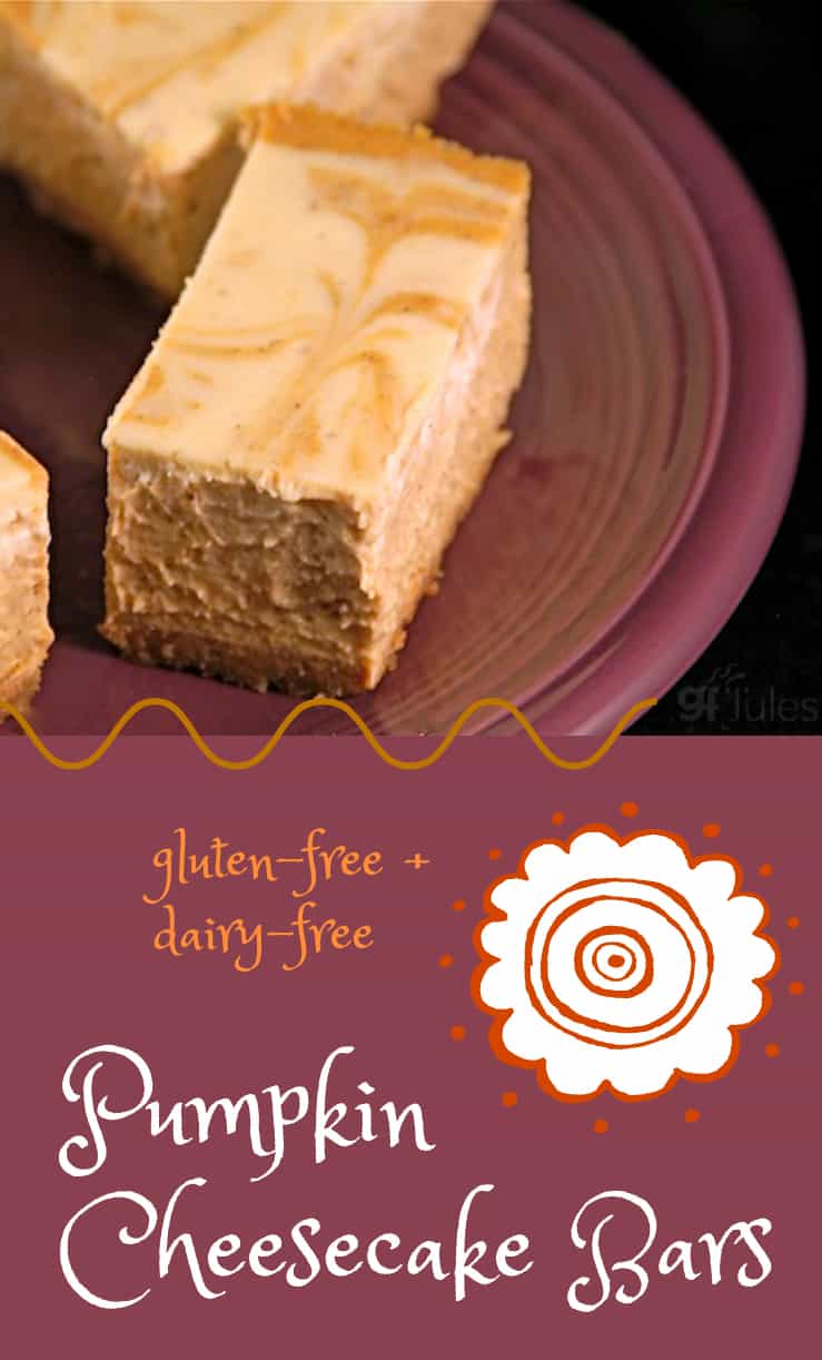 Gluten Free Dairy Free Pumpkin Cheesecake Bars gfJules.com