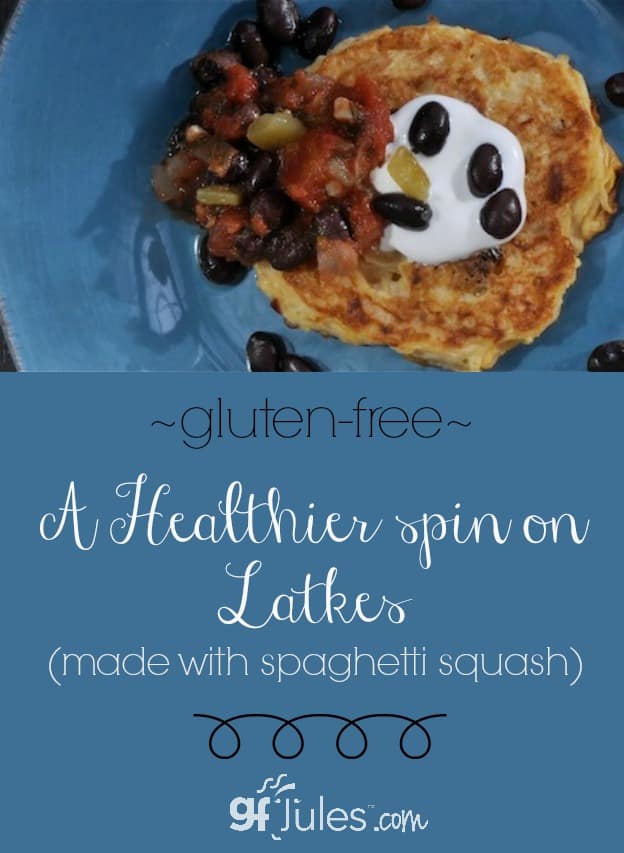 Gluten Free Healthier Latkes made with spaghetti squash gfJules.com