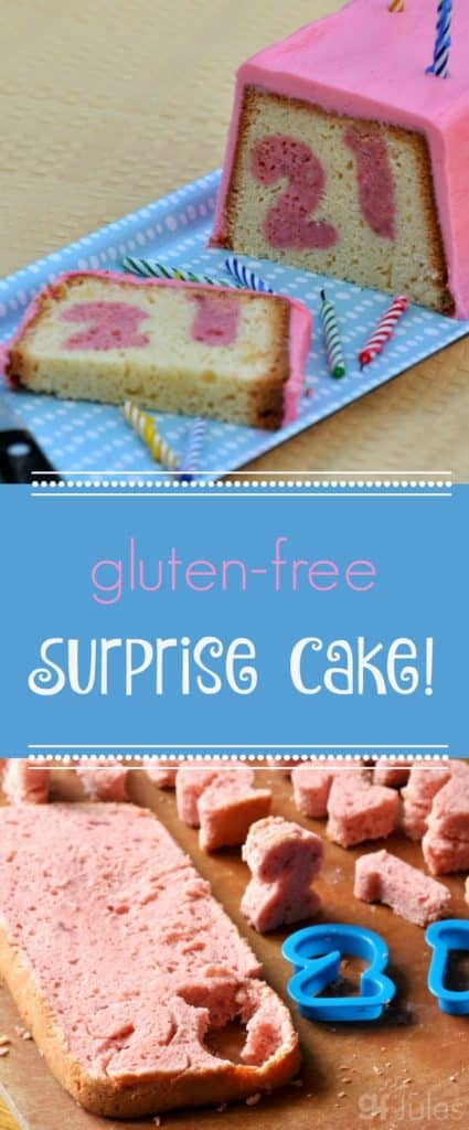 This Gluten Free Surprise Cake holds a surprise in every slice. As well as an incredibly moist, spongy texture--thanks to #1--rated gfJules Flour! Try it!