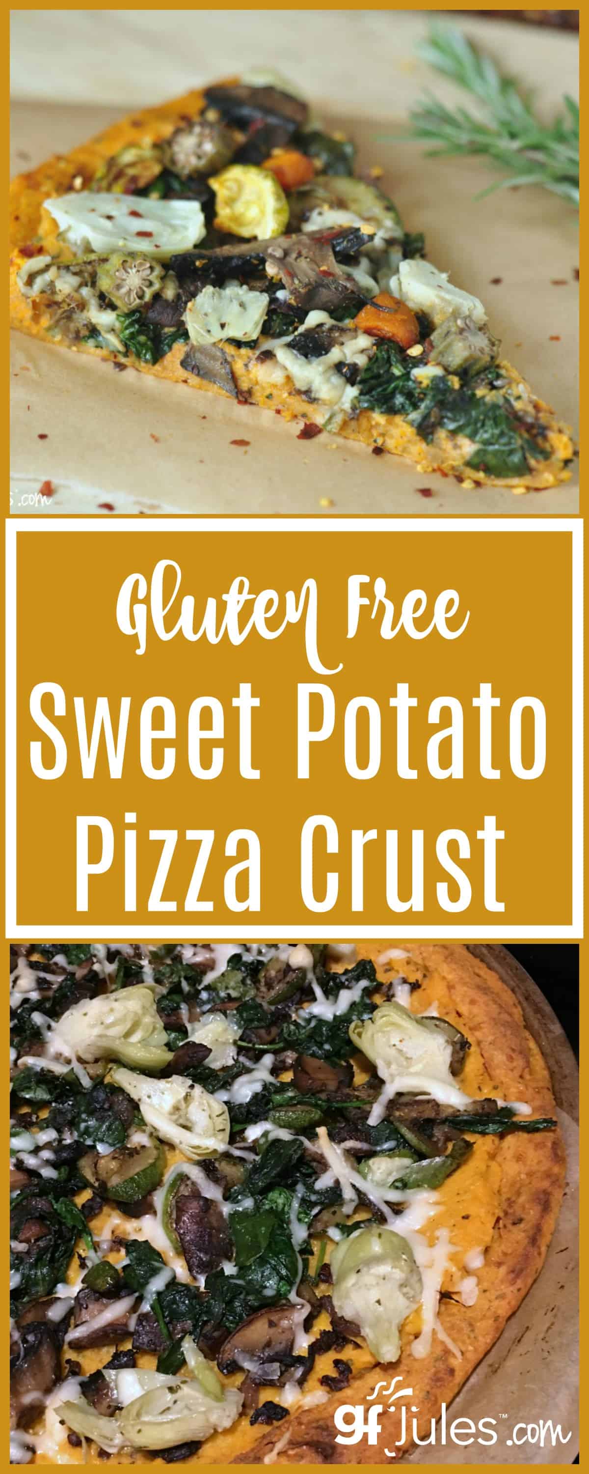 This gluten free Sweet Potato Pizza Crust is a significant twist on the old favorite-- full of healthy sweet potatoes and topped with yummy veggies!