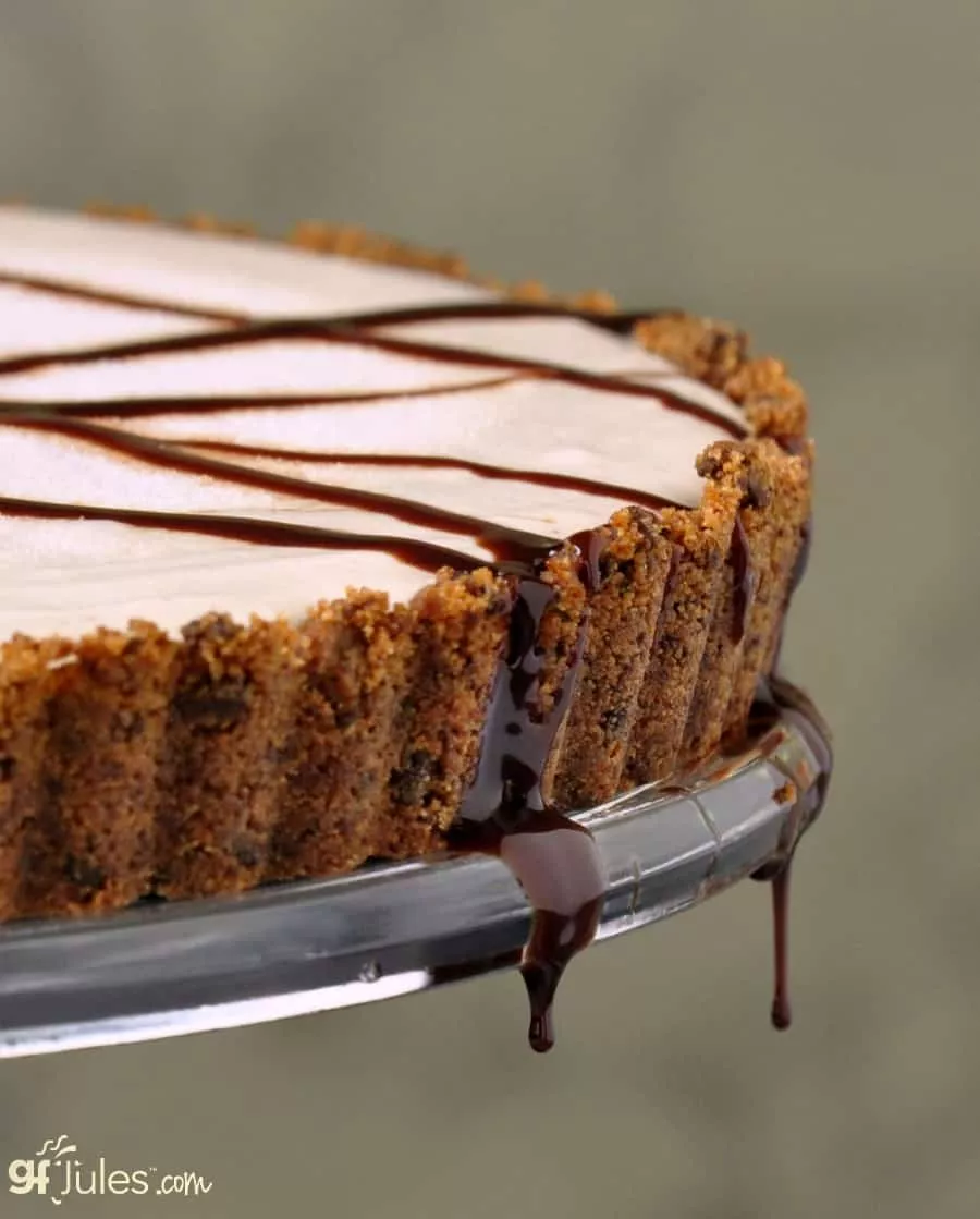 Gluten Free Peanut Butter Cookie Pie with chocolate drip CU