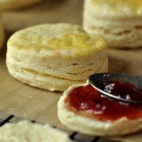 Gluten free buttermilk biscuits with jam sized
