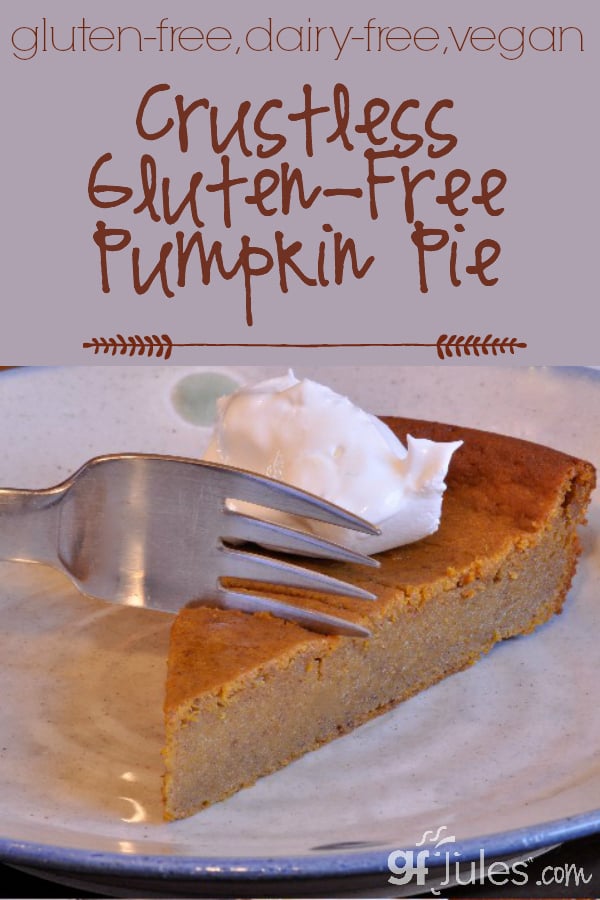 Crustless Gluten Free Pumpkin Pie, dairy free, vegan
