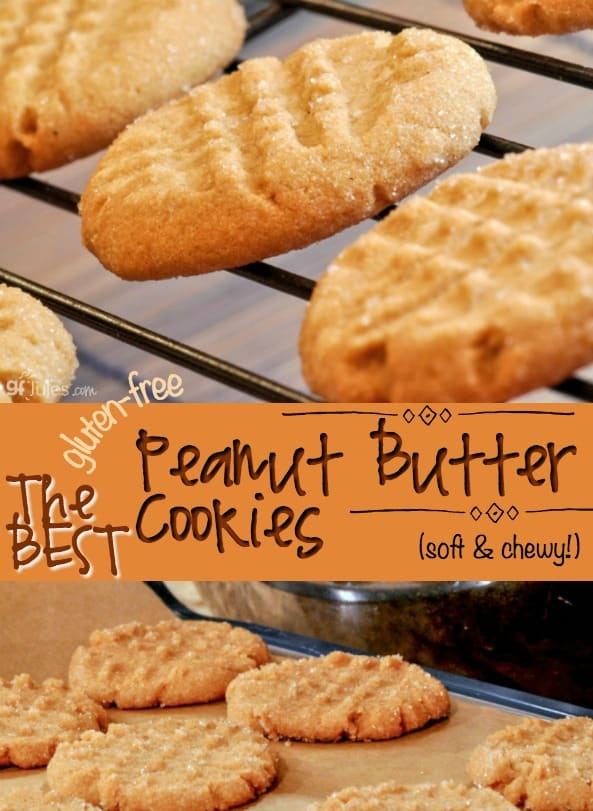 The BEST gluten free Peanut Butter Cookies. Hands down, the best - really! They're soft and chewy with just the right crunch on the outside. They check off all the cookie boxes! | gfJules
