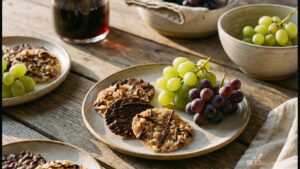 gluten free florentines on plate with grapes - banner