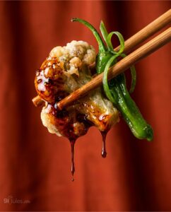 Gluten Free Beer Batter Tempura Recipe with broccoli and chopsticks