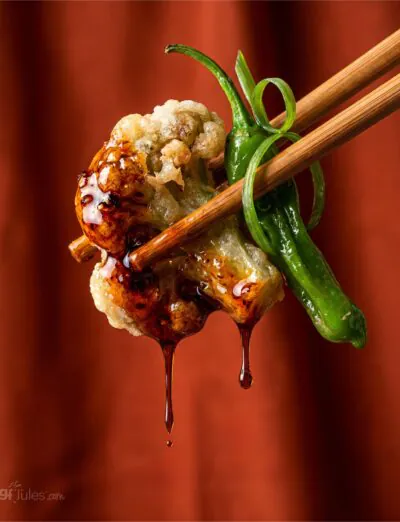 Gluten Free Beer Batter Tempura Recipe with broccoli and chopsticks