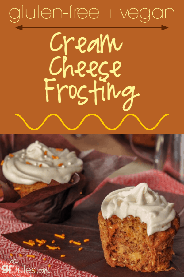 This vegan cream cheese frosting takes the gluten free cake, topping any cake recipe deliciously! It makes any confection sweeter!
