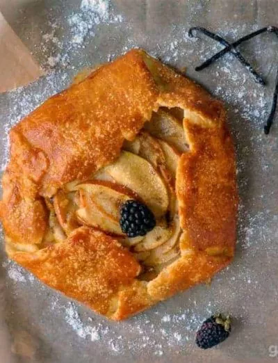 apple galette with berries and vanilla bean