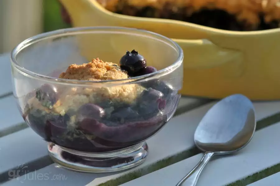 gluten free fruit cobbler in bowl