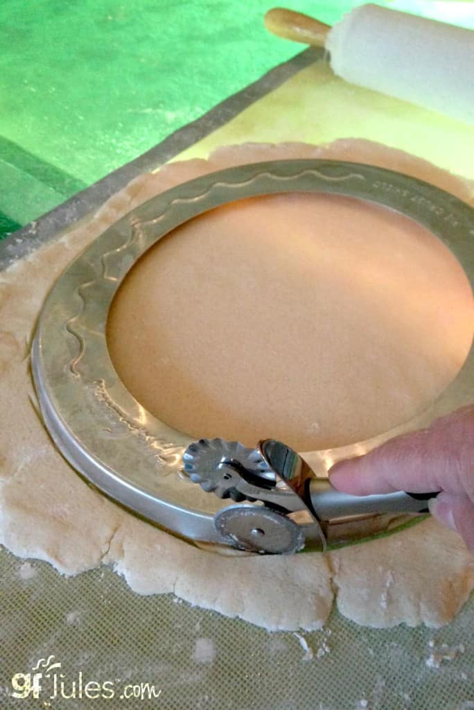 Use a pie crust saver, a plate or other round object as a good template to cut out your cookie!