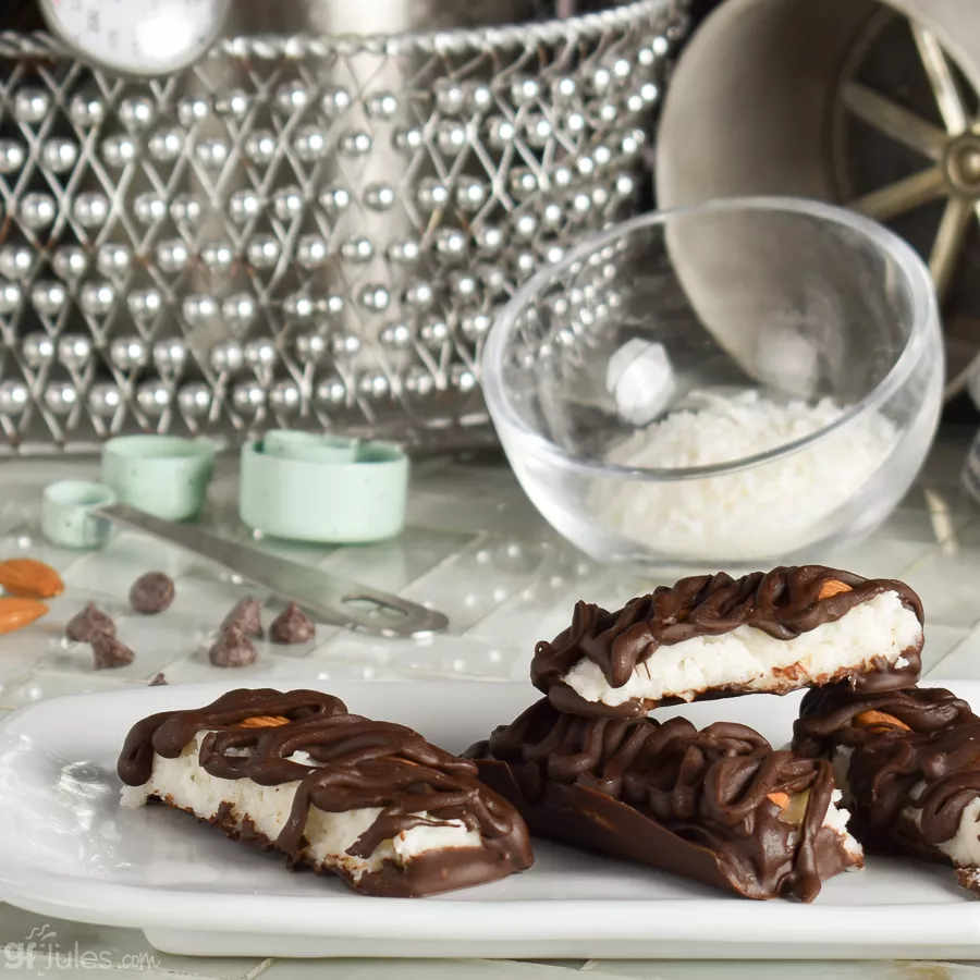 Vegan Almond-Coconut Candy Bars - so yummy! - gfJules