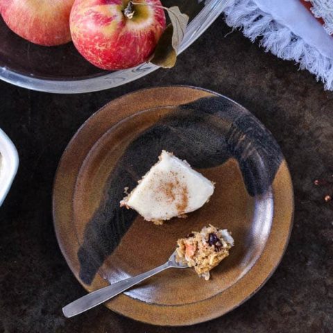 gluten free apple cider cake slice with cloves