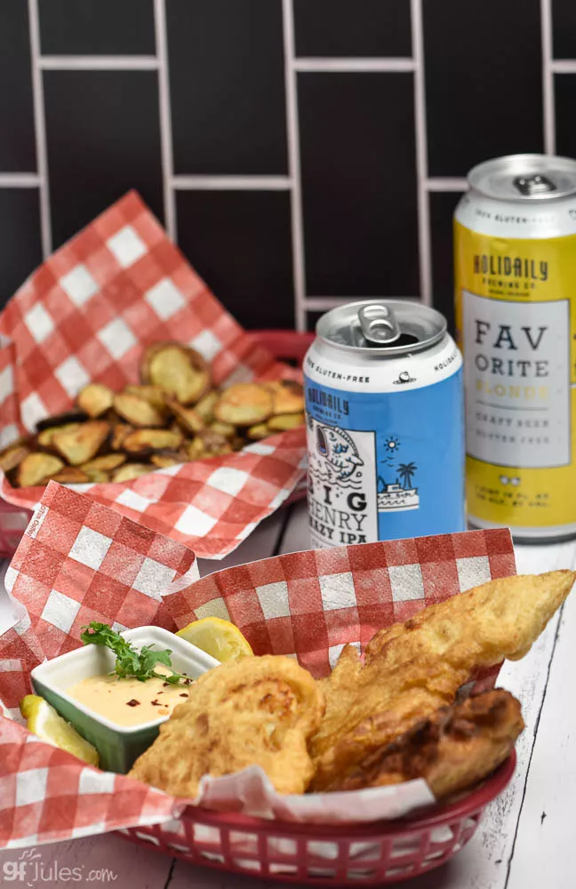 gluten free beer battered fish in basket holidaily V | gfJules