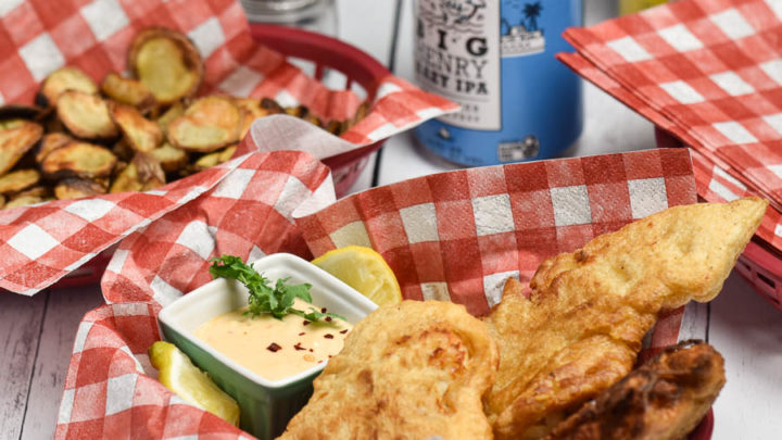 Gluten free beer battered fish and chips recipe (dairy free, low FODMAP)