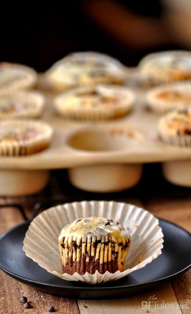 gluten free black bottom cupcake on paper