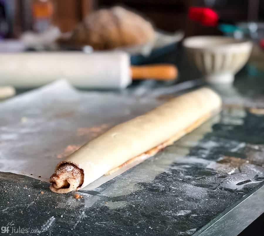 gluten free cinnamon roll cookie dough rolled