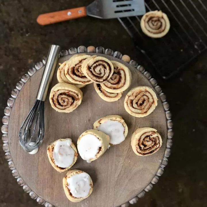 gluten free cinnamon roll cookies on stand OH