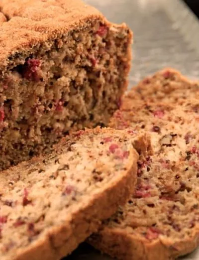 gluten free cranberry walnut bread sliced