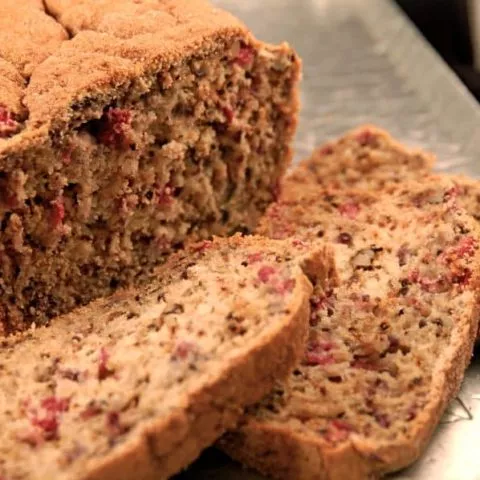 gluten free cranberry walnut bread sliced