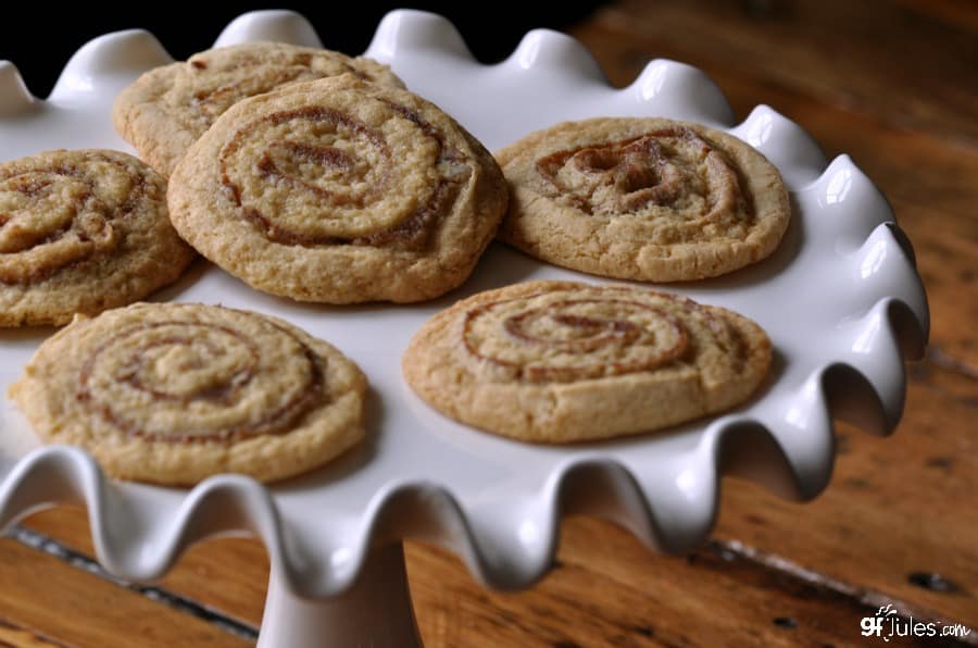 gluten free date pinwheel cookies on tray