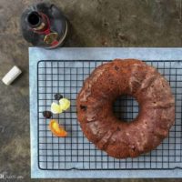 gluten free fruitcake on rack overhead