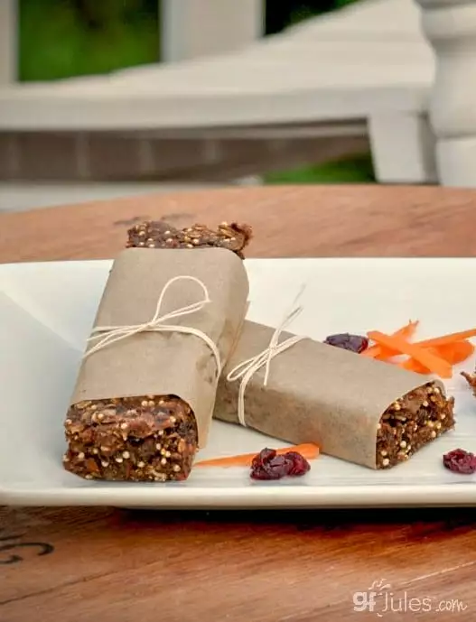 gluten free granola bars in paper outside