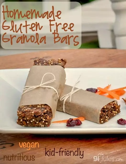 gluten free granola bars - kid-friendly, vegan, portable and delicious nutrition! Ready in under 1 hour! gfJules