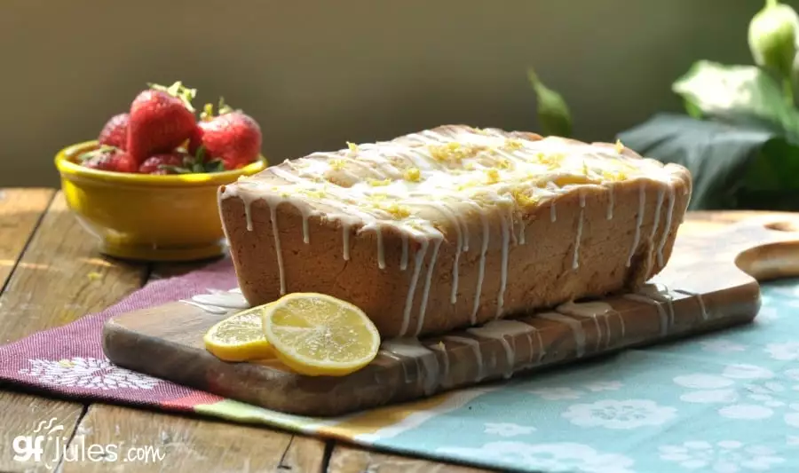 gluten free lemon pound cake with fruit gfJules